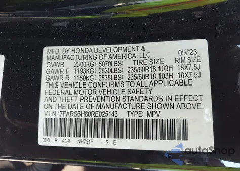 2024 Honda Cr-V Hybrid Sport-L z USA, uszkodzony, nr VIN 7FARS6H80RE025143